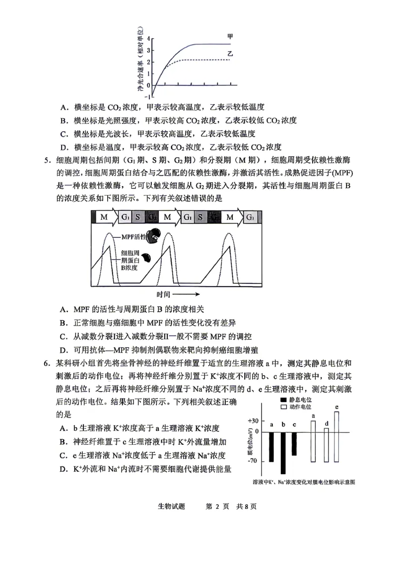 眉山市2026届高三第二次模拟测试生物_2024-2026高三（6-6月题库）_2026年04月高三试卷_260417四川省眉山市2026届高三第二次模拟测试（全科）
