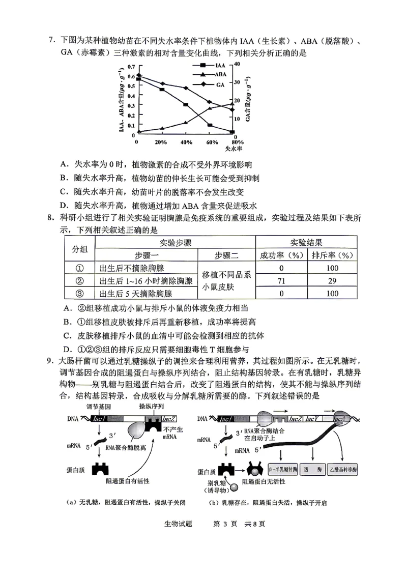 眉山市2026届高三第二次模拟测试生物_2024-2026高三（6-6月题库）_2026年04月高三试卷_260417四川省眉山市2026届高三第二次模拟测试（全科）