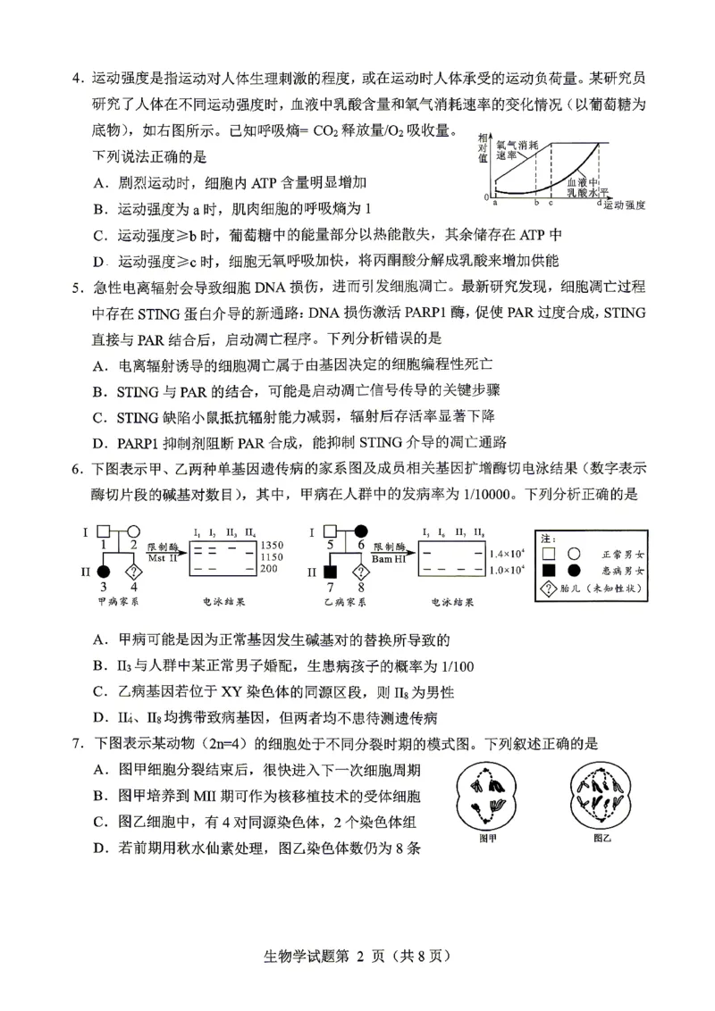 绵阳市2026年高考适应性考试生物_2024-2026高三（6-6月题库）_2026年04月高三试卷_260424四川省绵阳市2026年高考适应性考试（绵阳三诊）（全科）