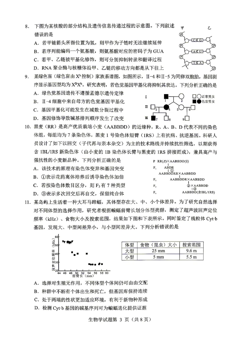绵阳市2026年高考适应性考试生物_2024-2026高三（6-6月题库）_2026年04月高三试卷_260424四川省绵阳市2026年高考适应性考试（绵阳三诊）（全科）