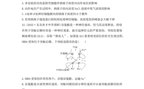 夯基提能练25通过神经系统的调节-备战2023高考生物一轮复习夯基提能练（全国通用）（原卷版）_通用版（老高考）复习资料_2023年复习资料_一轮复习