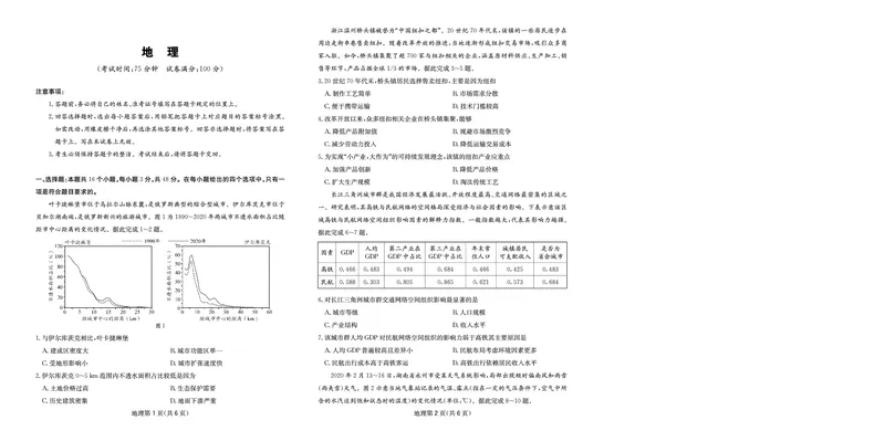 地理试卷-四川省大数据联盟2026届高三3月开学联考_2024-2026高三（6-6月题库）_2026年03月高三试卷_260311四川省大数据联盟2026届高三3月开学联考（全科）