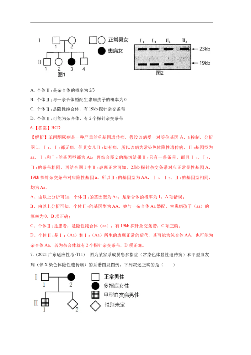易错点14关于遗传系谱图分析的遗传题-备战2023年高考生物考试易错题（全国通用）（解析版）_通用版（老高考）复习资料_2023年复习资料_专项复习