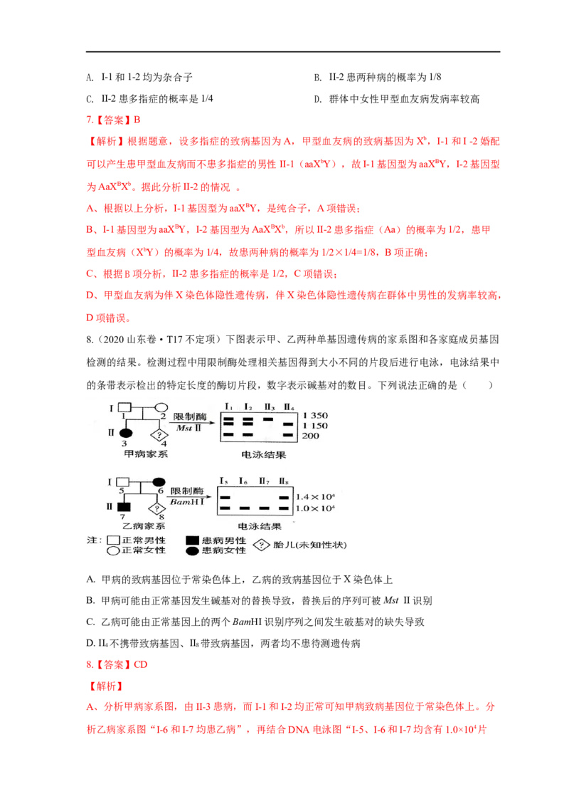 易错点14关于遗传系谱图分析的遗传题-备战2023年高考生物考试易错题（全国通用）（解析版）_通用版（老高考）复习资料_2023年复习资料_专项复习