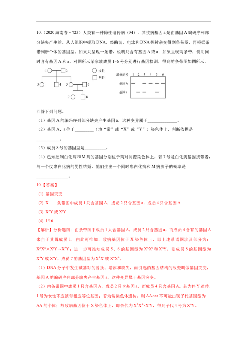 易错点14关于遗传系谱图分析的遗传题-备战2023年高考生物考试易错题（全国通用）（解析版）_通用版（老高考）复习资料_2023年复习资料_专项复习