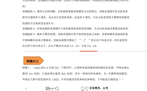 易错点14关于遗传系谱图分析的遗传题-备战2023年高考生物考试易错题（全国通用）（解析版）_通用版（老高考）复习资料_2023年复习资料_专项复习