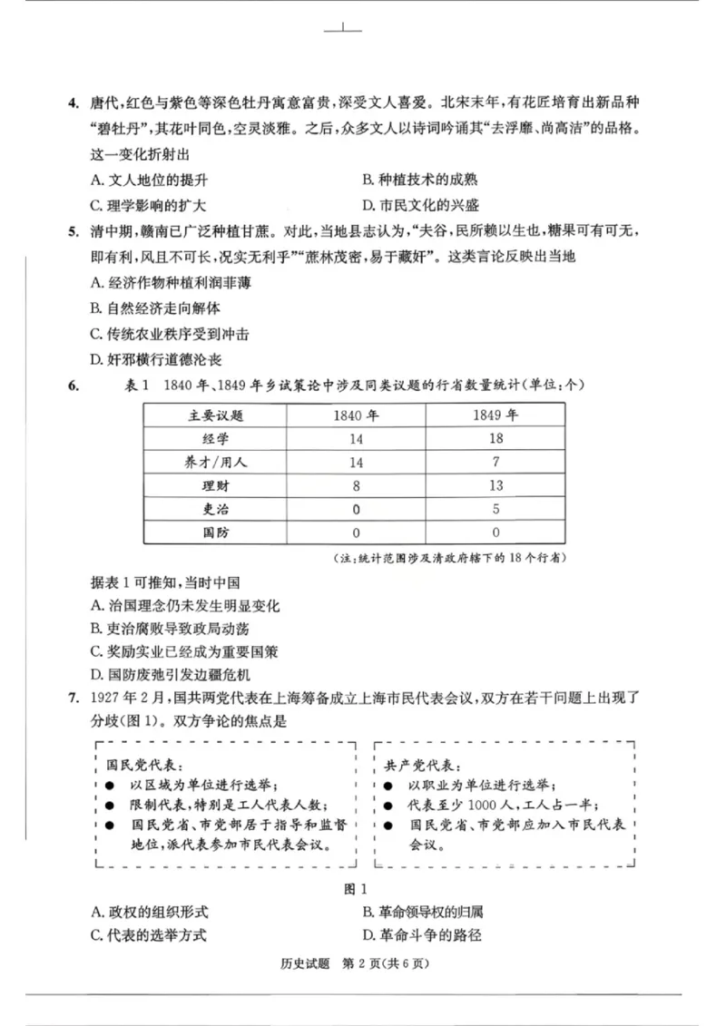 历史试题_2024-2026高三（6-6月题库）_2026年03月高三试卷_260326四川省成都市2023级高三第二次模拟测试（全科）_四川省成都市2023级高三第二次模拟测试历史