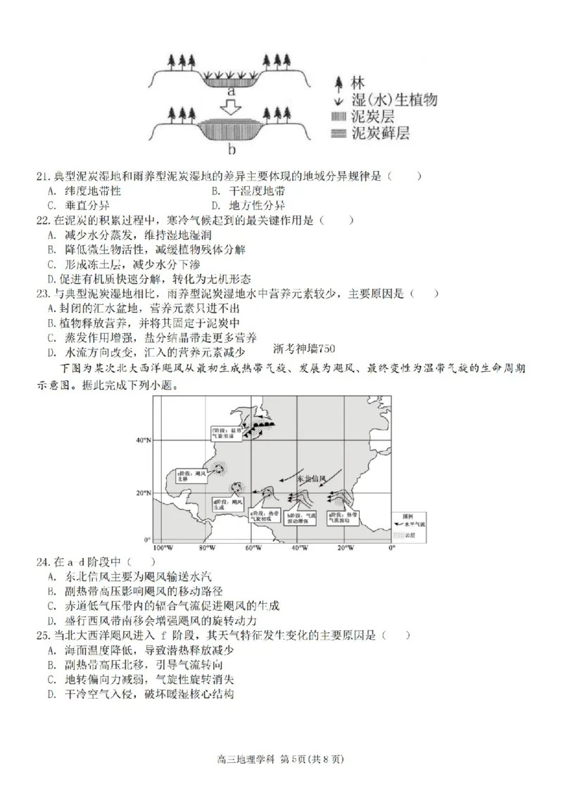 地理卷-2604天域协作体_2024-2026高三（6-6月题库）_2026年04月高三试卷_2604242026年天域全国名校协作体高三4月联考（全科）