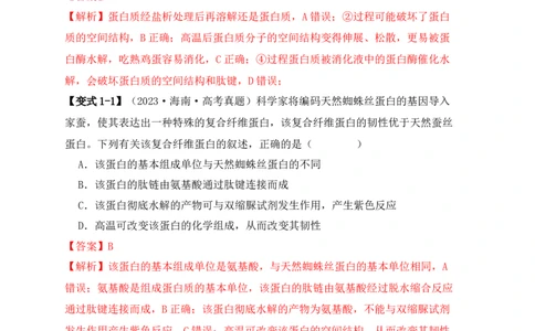 易错点02蛋白质和核酸的三个理解误区（解析版）_新高考复习资料_2024年新高考复习资料_❤专项复习资料_完备战2024年高考生物考试易错题（新高考专用）_教师版（含答案解析）