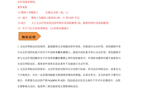 易错点07关于光合作用光反应和暗反应关系分析-备战2023年高考生物考试易错题（全国通用）（解析版）_通用版（老高考）复习资料_2023年复习资料_专项复习