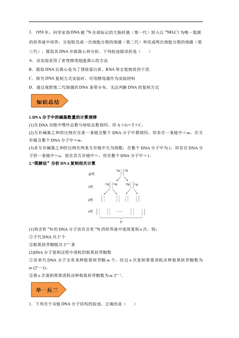 易错点13DNA的结构及复制-备战2023年高考生物考试易错题（新教材新高考）（原卷版）_新高考复习资料_2023年新高考复习资料_专项复习_备战2023年高考生物考试易错题（新教材新高考）