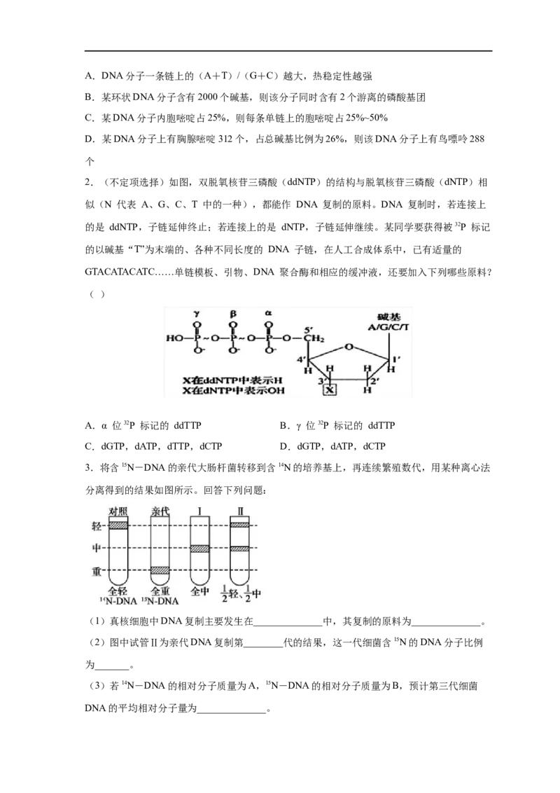 易错点13DNA的结构及复制-备战2023年高考生物考试易错题（新教材新高考）（原卷版）_新高考复习资料_2023年新高考复习资料_专项复习_备战2023年高考生物考试易错题（新教材新高考）