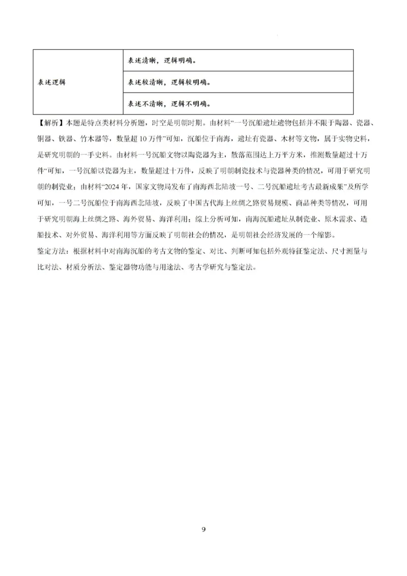 答案_2024-2026高三（6-6月题库）_2026年03月高三试卷_260324安徽铜陵市2026届高三下学期第一次质检（铜陵一模）（全科）_安徽铜陵市2026届高三下学期第一次质检历史试题