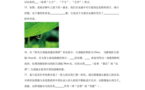 5.3凸透镜成像的规律同步练习-学年人教版物理八年级上册_初物_八年级上下册+九年级全一册物理_八年级物理上册_老课标资料_同步练习(部分无答案)