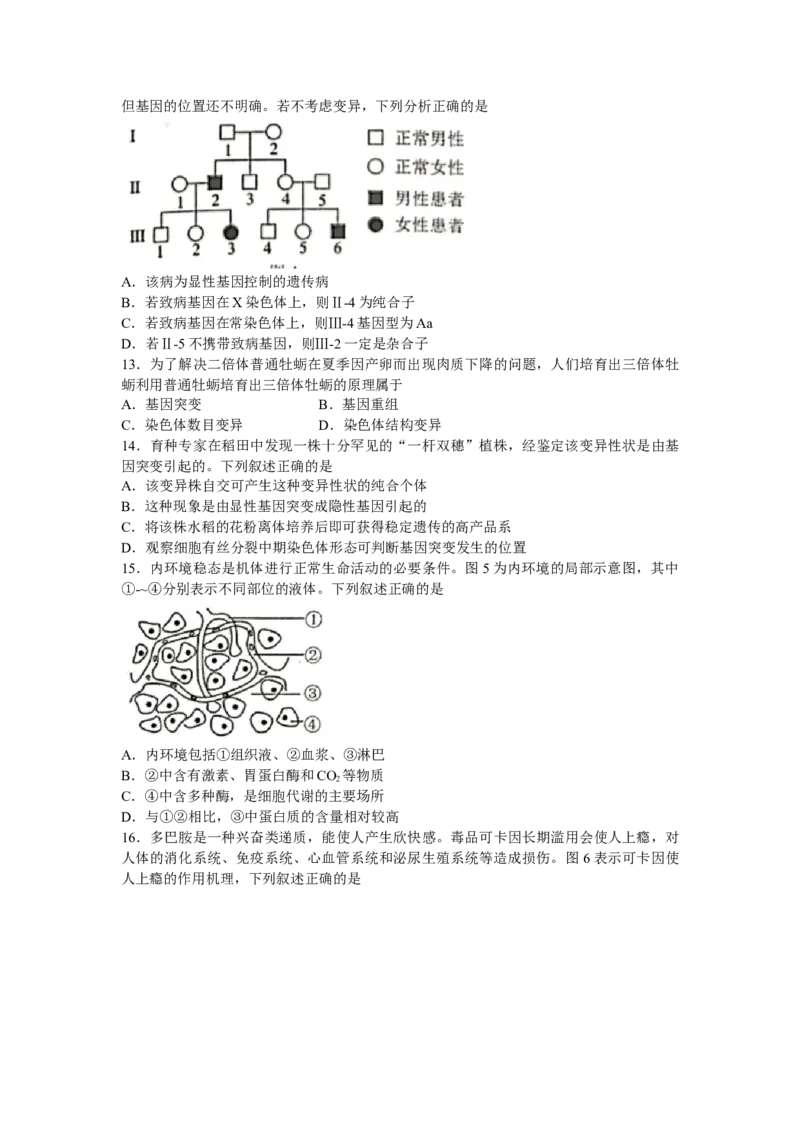广西柳州市2022-2023学年新高三摸底考试生物试题（word版有答案）_生物高考模拟题_老高考_2023年