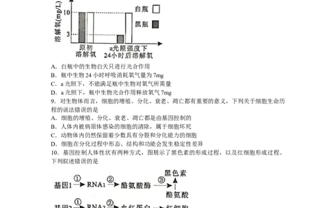 广西柳州市2022-2023学年新高三摸底考试生物试题（word版有答案）_生物高考模拟题_老高考_2023年