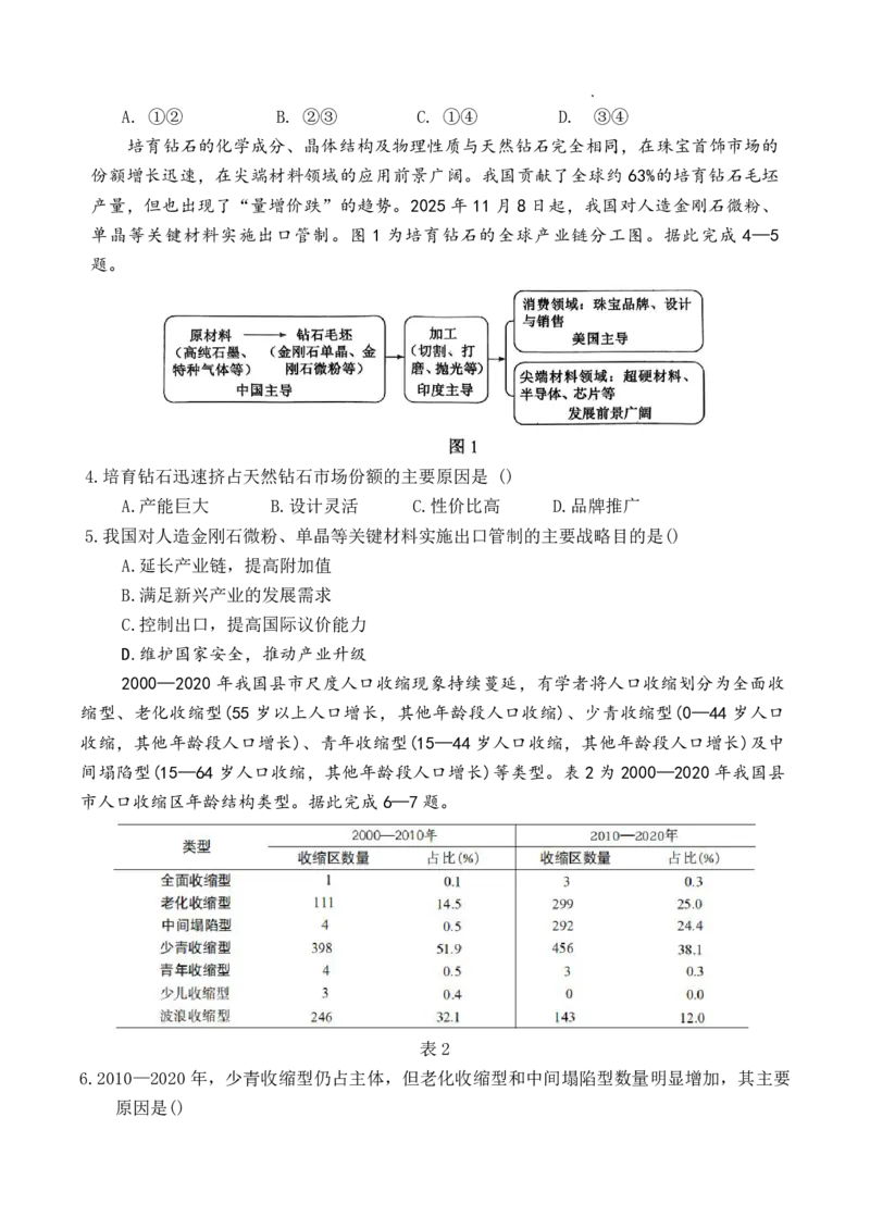 山东省东营市2026届高三年级第一次诊断性测试地理_2024-2026高三（6-6月题库）_2026年03月高三试卷_260310山东省东营市2026届高三年级第一次诊断性测试（东营一模）（全科）