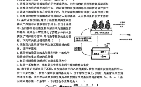 山大附中高三生物3月试题_2024-2026高三（6-6月题库）_2026年03月高三试卷_260315山西大学附属中学校2025-2026学年高三年级第二学期3月模块诊断（全科）