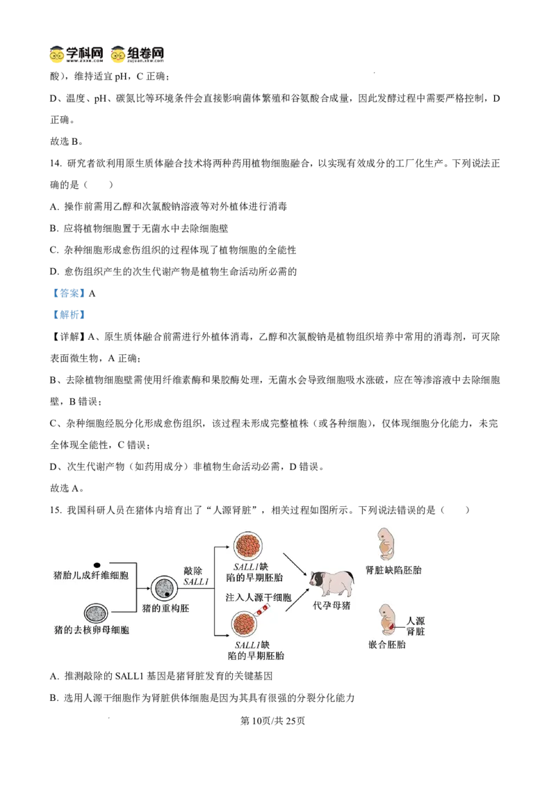 山东省东营市2026届高三年级第一次诊断性测试生物答案_2024-2026高三（6-6月题库）_2026年03月高三试卷_260310山东省东营市2026届高三年级第一次诊断性测试（东营一模）（全科）