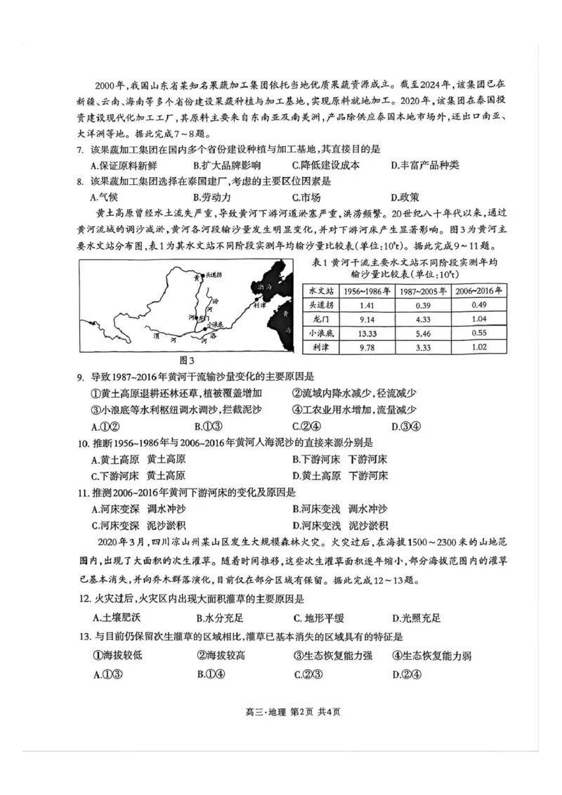 泸州市高2023级高三质量监测试题地理_2024-2026高三（6-6月题库）_2026年04月高三试卷_260427四川省泸州市高2023级高三质量监测试题（泸州三诊）（全科）