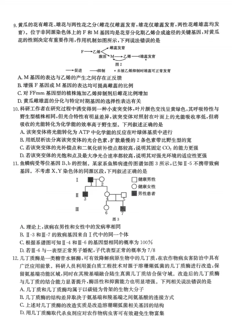 南宁2026年3月高三二模生物试卷_2024-2026高三（6-6月题库）_2026年03月高三试卷_260327广西南宁市2026届普通高中毕业班第二次适应性测试（全科）