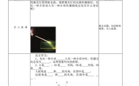 4.4光的折射教案-2023-2024学年人教版物理八年级上学期_初物_2024人教版初中物理八九年级上下册课件教案PPT试题电子版资料_八年级上册教案_第四章光现象