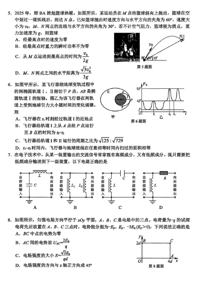 物理试题_2024-2026高三（6-6月题库）_2026年04月高三试卷_260412浙江省温州市2026届温州市普通高中高三年级第二次适应性考试（全科）