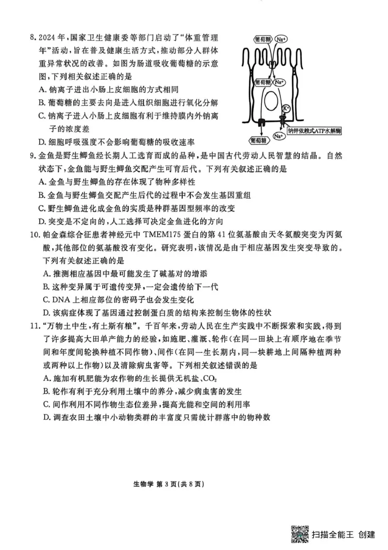 补充资料，编号：57380855.预约首发，2026届陕西安康市高三年级下学期阶段性检测生物学试题试题及参考答案2026届陕西安康市高三年级下学期阶段性检测生物学试题_2024-2026高三（6-6月题库）
