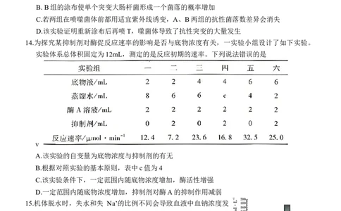 广西桂林等八市2026届高中毕业班3月适应性测试（二模）生物试题（含答案）_2024-2026高三（6-6月题库）_2026年03月高三试卷