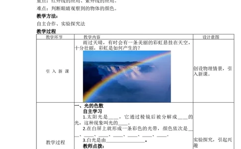 4.5光的色散教案-2023-2024学年人教版物理八年级上学期_初物_2024人教版初中物理八九年级上下册课件教案PPT试题电子版资料_八年级上册教案_第四章光现象