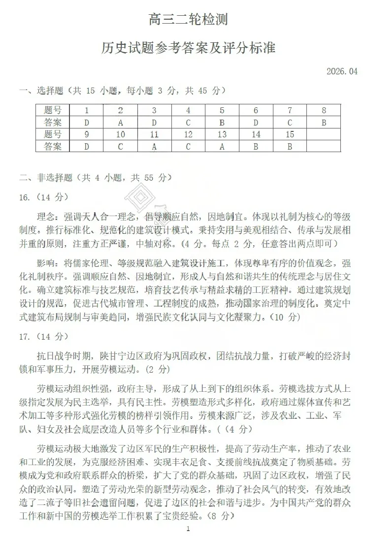 历史答案_2024-2026高三（6-6月题库）_2026年04月高三试卷_260418山东省泰安市2026年高三二模考试（全科）_山东省泰安市2026年高三二模考试历史试题