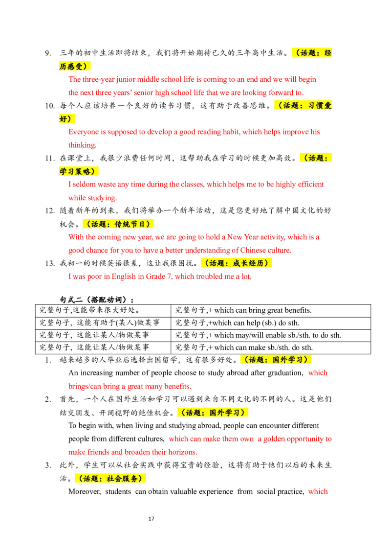 中考英语作文句式训练-教师版_中考知识库