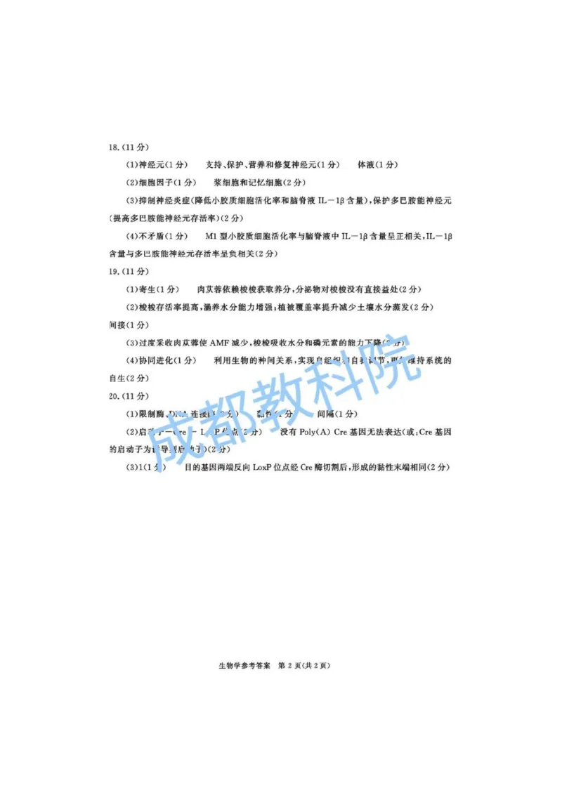 四川省成都市2023级高三第二次模拟测试生物答案_2024-2026高三（6-6月题库）_2026年03月高三试卷_260326四川省成都市2023级高三第二次模拟测试（全科）