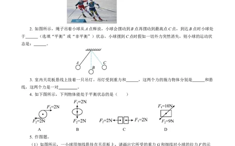 8.2二力平衡（分层作业）原卷版_初物_八年级上下册+九年级全一册物理_八年级物理下册_分层作业（更新中）