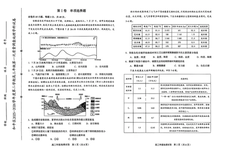 和平区2025-2026学年度高三年级第一次质量检测地理_2024-2026高三（6-6月题库）_2026年04月高三试卷_260407天津和平区2025-2026学年度高三年级一模（全科）