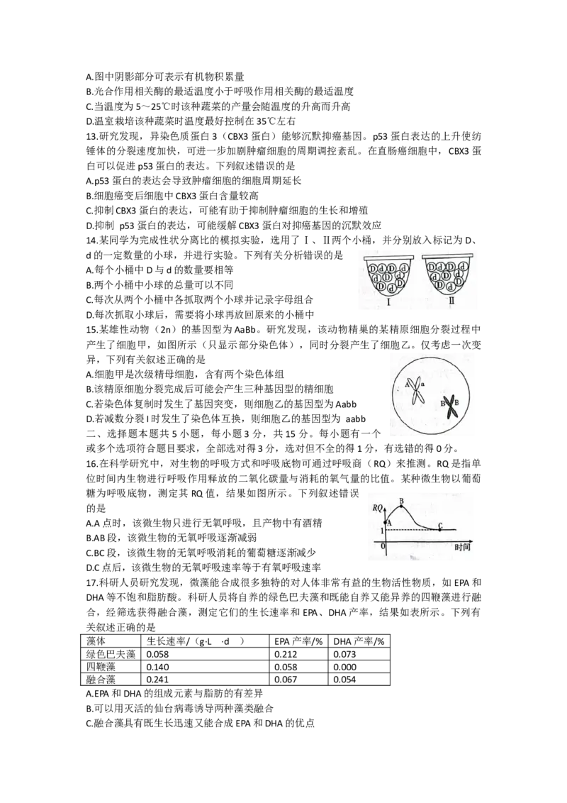 山东省2022-2023学年高三10月百校联考生物试题_生物高考模拟题_新高考_2023年
