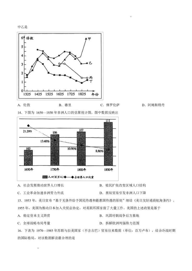 试卷山西大学附属中学校2025-2026学年高三下学期3月模块诊断历史试题_2024-2026高三（6-6月题库）_2026年03月高三试卷_山西大学附属中学校2025-2026学年高三下学期3月模块诊断历史试题