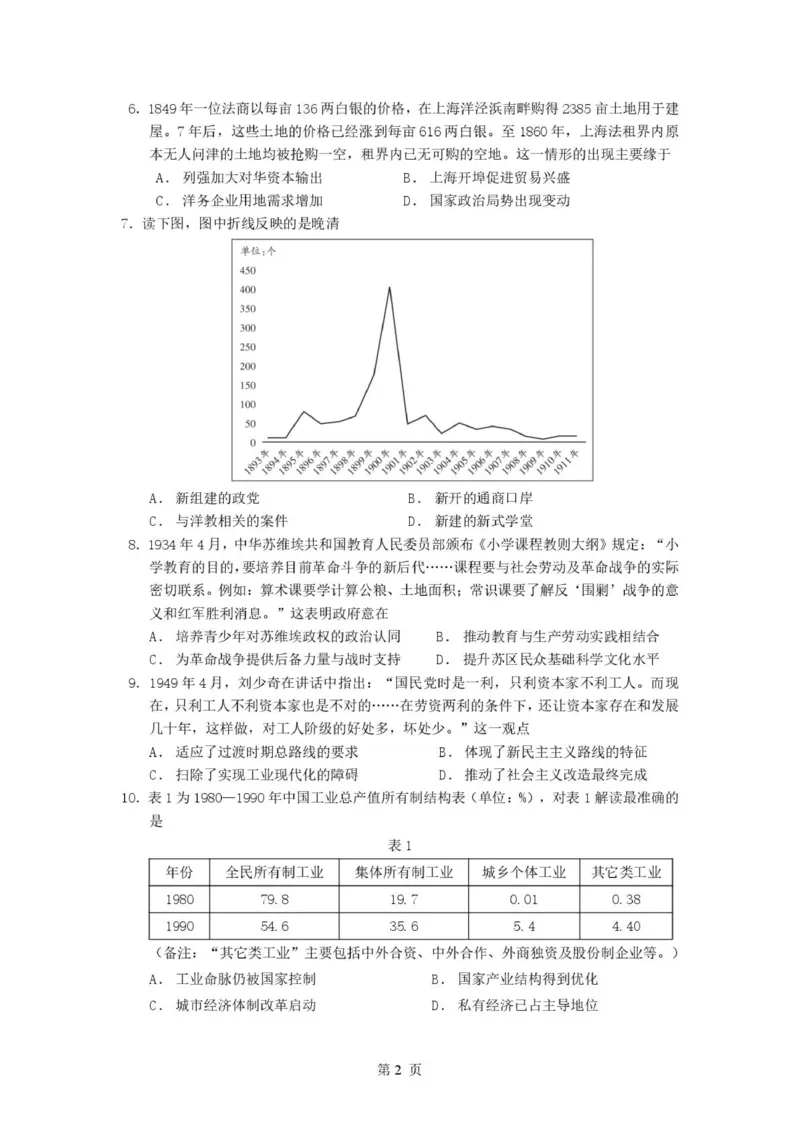 山东师范大学附属中学高三年级第二学期3月份阶段性检测历史_2024-2026高三（6-6月题库）_2026年03月高三试卷_260329山东师范大学附属中学高三年级第二学期3月份阶段性检测（全科）