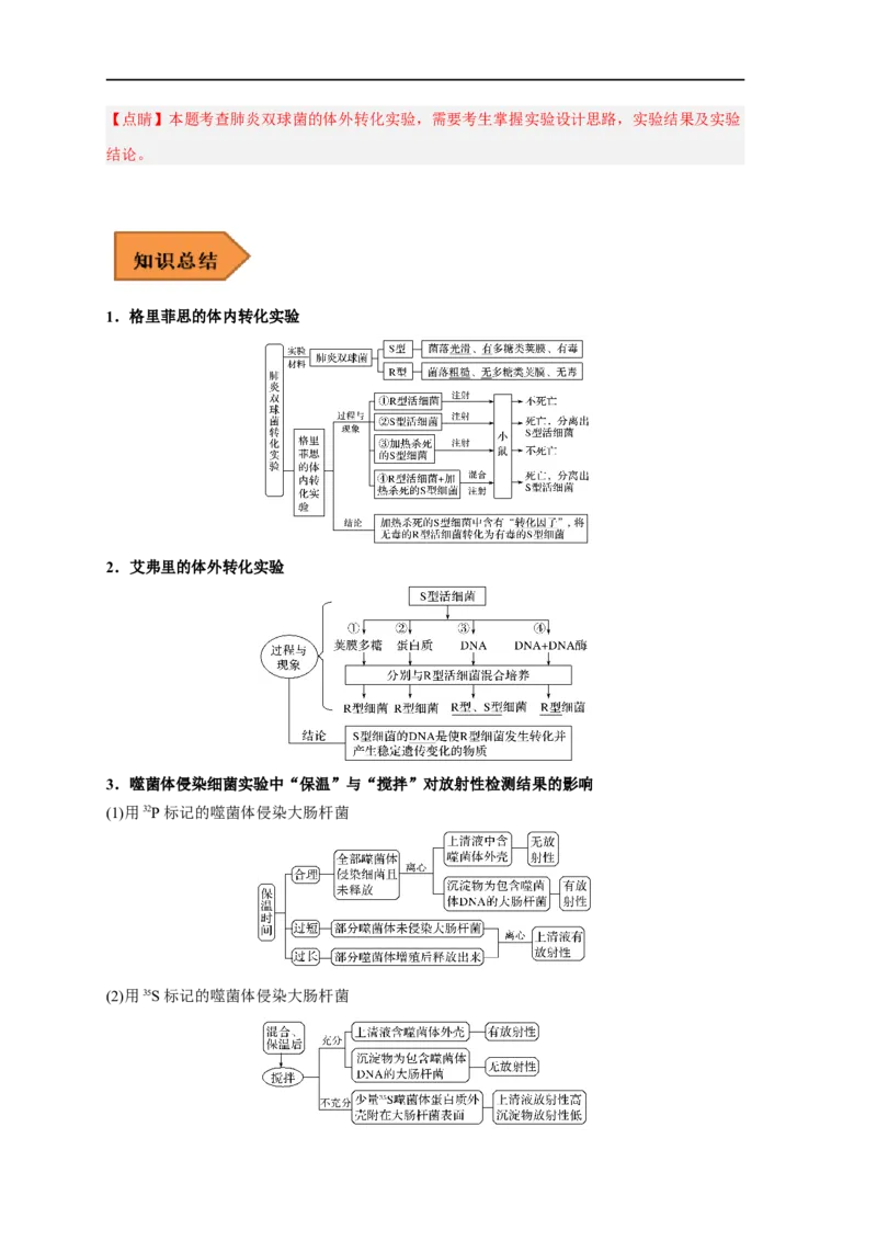 易错点12遗传物质的发现实验-备战2023年高考生物考试易错题（新教材新高考）（解析版）_新高考复习资料_2023年新高考复习资料_专项复习_备战2023年高考生物考试易错题（新教材新高考）