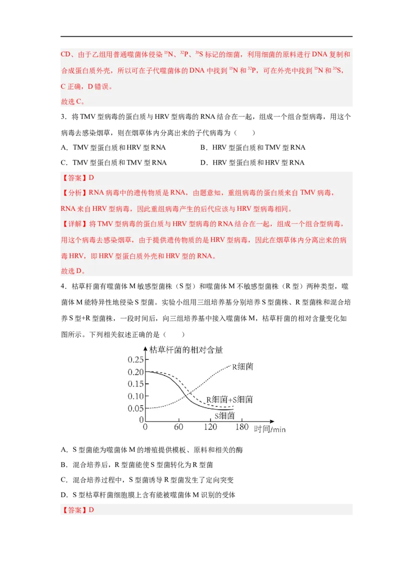 易错点12遗传物质的发现实验-备战2023年高考生物考试易错题（新教材新高考）（解析版）_新高考复习资料_2023年新高考复习资料_专项复习_备战2023年高考生物考试易错题（新教材新高考）