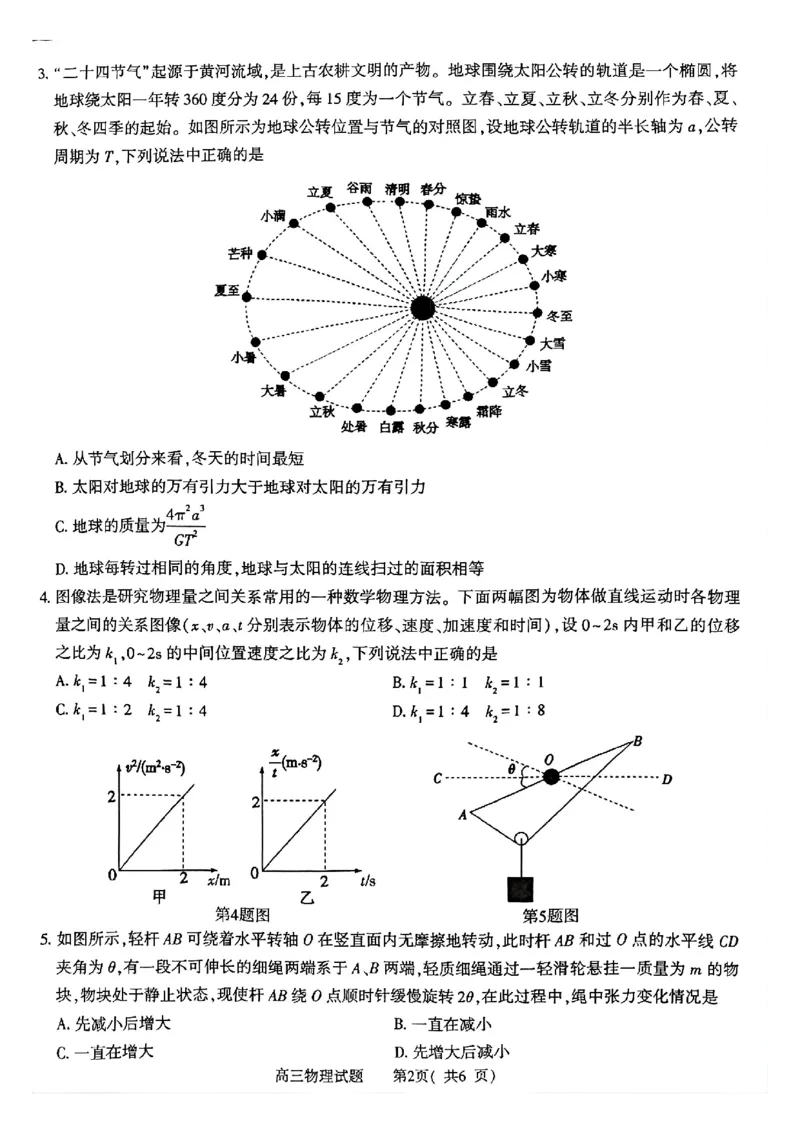 物理试题_2024-2026高三（6-6月题库）_2026年03月高三试卷_260321河南省2026年五市高三3月第一次质量检测（全科）_2026届河南高三五市一模质量监测物理