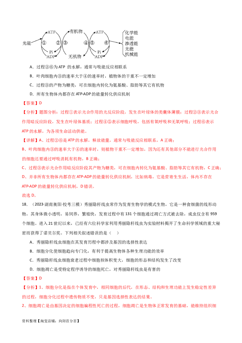 必修1分子与细胞测试卷（解析版）_新高考复习资料_2024年新高考复习资料_一轮复习资料_完备战2024年高考生物一轮复习考点帮（新高考）_必修1