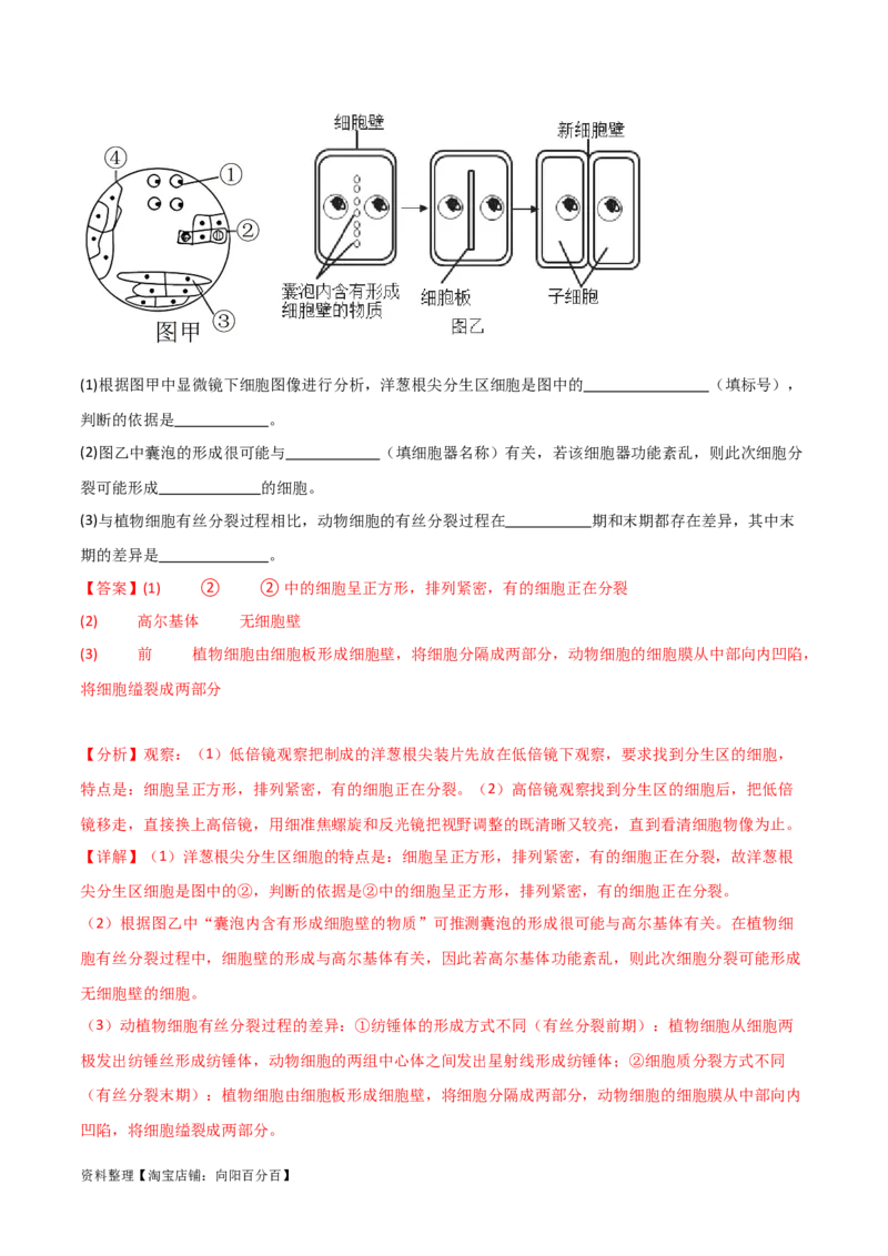 必修1分子与细胞测试卷（解析版）_新高考复习资料_2024年新高考复习资料_一轮复习资料_完备战2024年高考生物一轮复习考点帮（新高考）_必修1