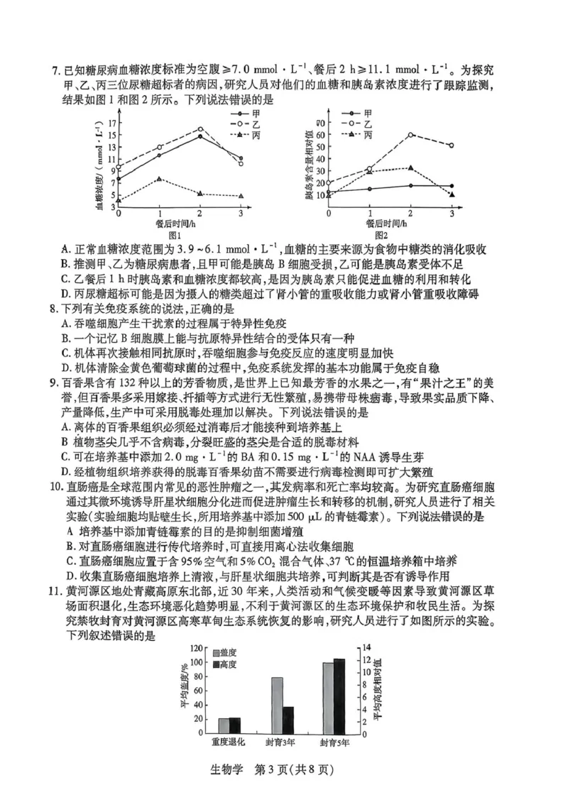 生物试题_2024-2026高三（6-6月题库）_2026年03月高三试卷_2603222026届湖南省天一湖南湘一名校联盟高三下学期二模（全科）_2026届湖南省湖南湘一名校联盟高三下学期二模生物