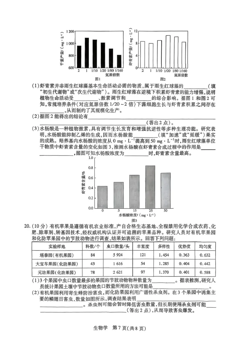 生物试题_2024-2026高三（6-6月题库）_2026年03月高三试卷_2603222026届湖南省天一湖南湘一名校联盟高三下学期二模（全科）_2026届湖南省湖南湘一名校联盟高三下学期二模生物