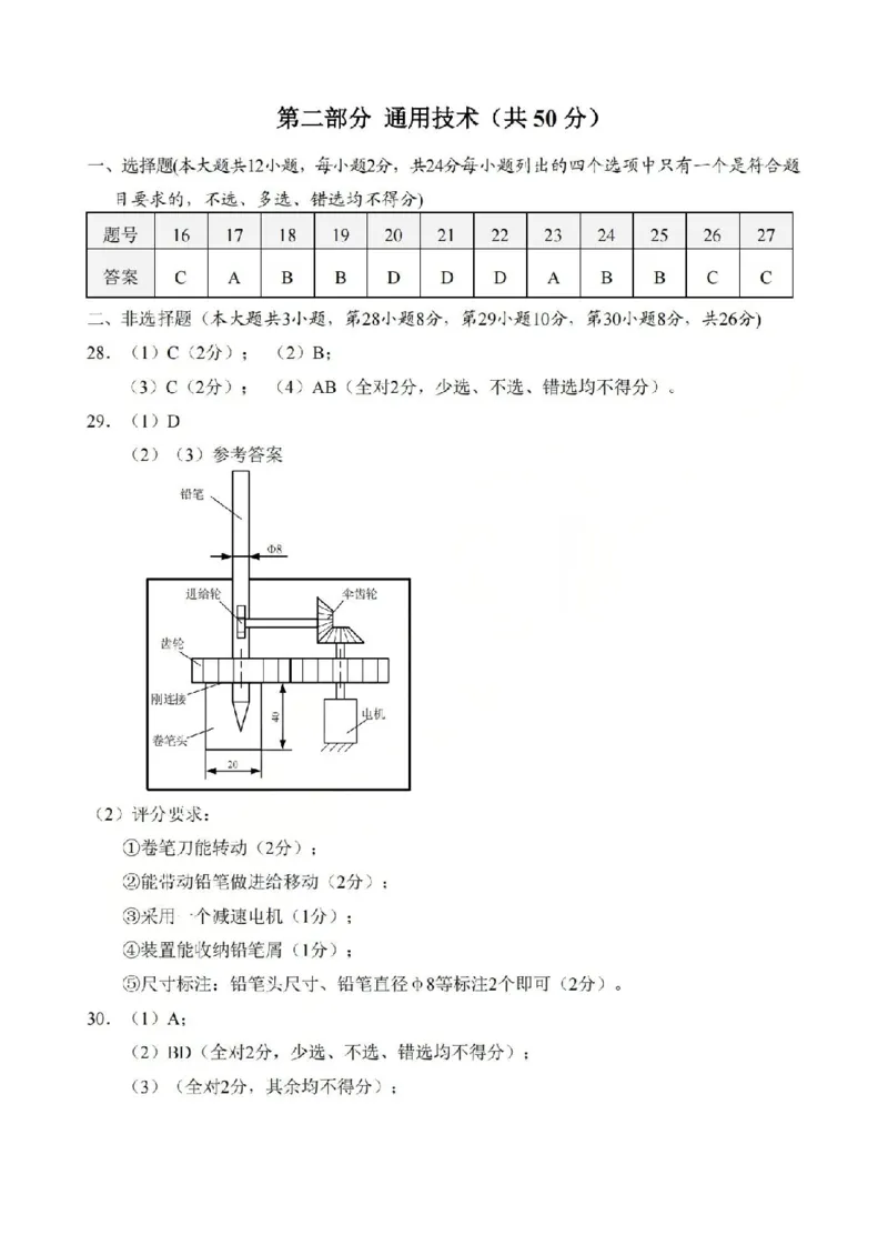技术答案-2604天域协作体_2024-2026高三（6-6月题库）_2026年04月高三试卷_2604242026年天域全国名校协作体高三4月联考（全科）