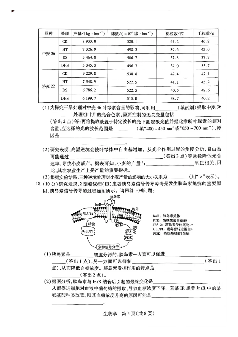 天一大联考河南高三开学素质评价生物试题_2024-2026高三（6-6月题库）_2026年03月高三试卷_260308天一大联考河南高三开学素质评价（全科）