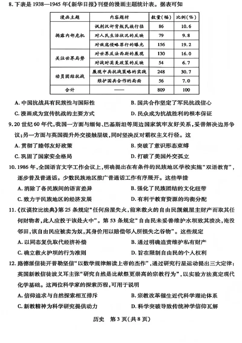 山西省晋中市2026年3月高三年级调研测试历史_2024-2026高三（6-6月题库）_2026年03月高三试卷_260313山西省晋中市2026年3月高三年级调研测试（晋中二模）（全科）