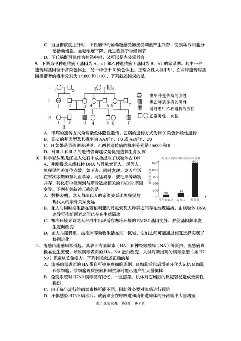 资阳市高中2023级高考适应性考试生物_2024-2026高三（6-6月题库）_2026年04月高三试卷_260417四川省资阳市高中2023级高考适应性考试（全科）