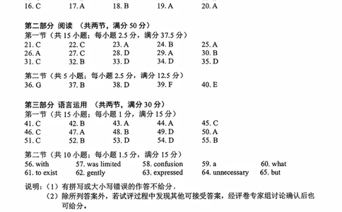 英语答案_2024-2026高三（6-6月题库）_2026年04月高三试卷_260402云南昆明市普通高中2026届高三3月复习教学质量诊断（全科）_云南昆明市普通高中2026届高三3月复习教学质量诊断英语